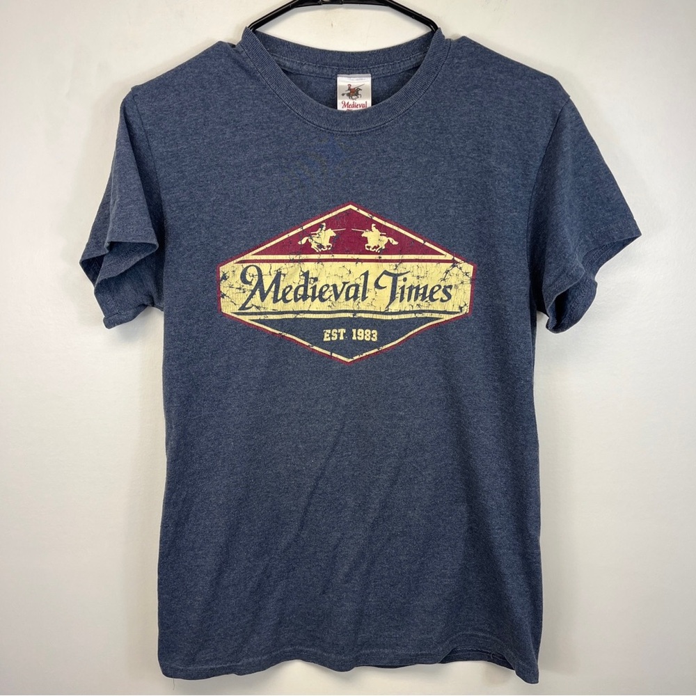 Official Medieval Times Est. 1983 TShirt Adult Sz S Blue Gray Restaurant Promo